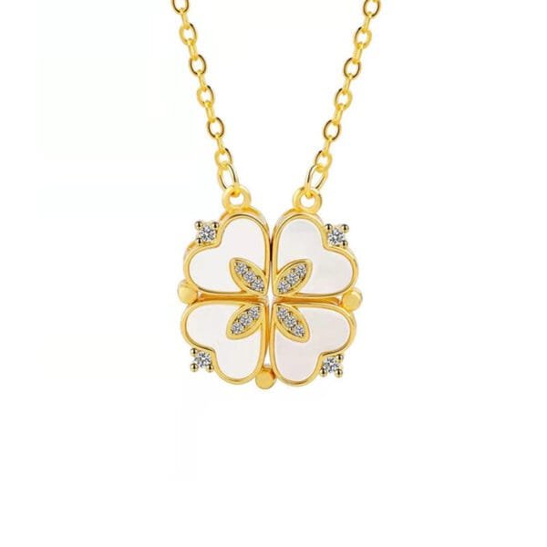 Net Red Clover Enamel Necklace Female - Image 4