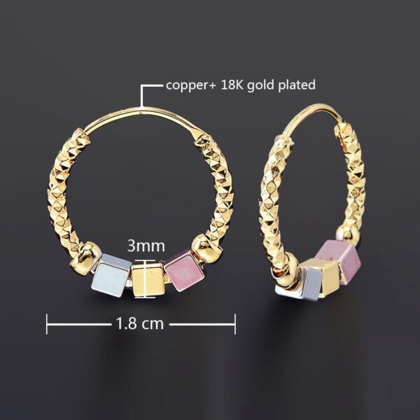 Hollow Rosette Earrings with Gold Hoops | Stylish Contrast Jewelry for Women - Image 8