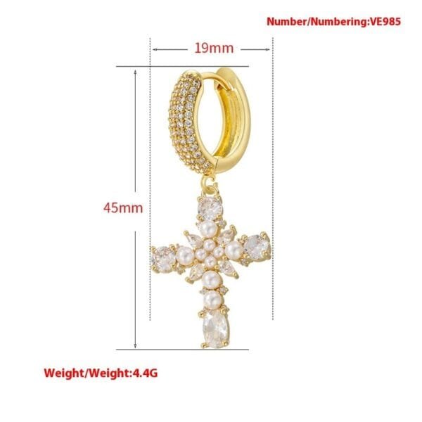 Lux 18K Gold-Plated Cross Earrings | European & American Style with Colorful Crystals - Image 6
