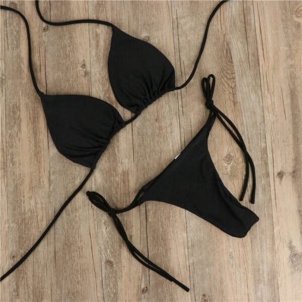 Halter Neck Tie Bikini for Ladies | Split Tie Swimsuit for Summer - Image 3