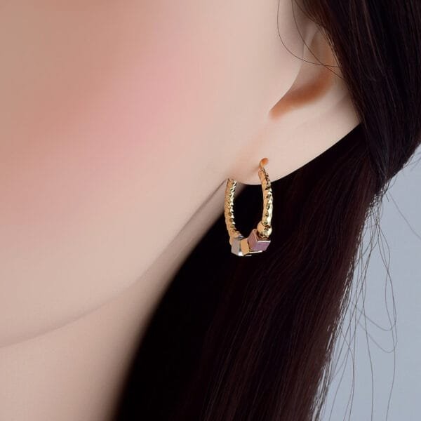 Hollow Rosette Earrings with Gold Hoops | Stylish Contrast Jewelry for Women