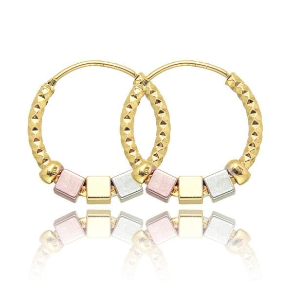 Hollow Rosette Earrings with Gold Hoops | Stylish Contrast Jewelry for Women - Image 3