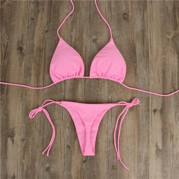 Halter Neck Tie Bikini for Ladies | Split Tie Swimsuit for Summer - Image 6