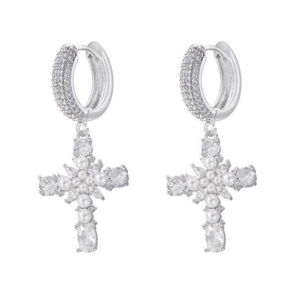 Lux 18K Gold-Plated Cross Earrings | European & American Style with Colorful Crystals - Image 8