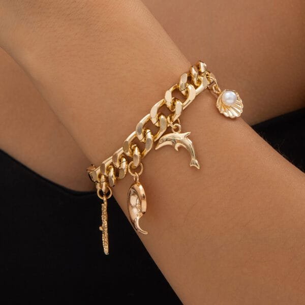 Boho Conch Dolphin Starfish Pendant Necklace | Vintage Tassel Chain Jewelry for Women - Image 3