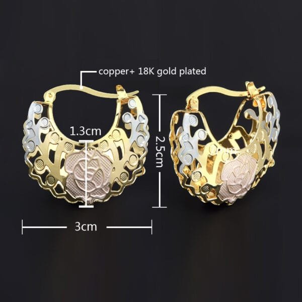 Hollow Rosette Earrings with Gold Hoops | Stylish Contrast Jewelry for Women - Image 7
