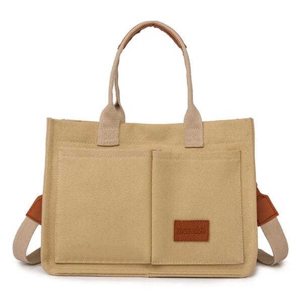 Casual Canvas Tote Bag | Women's Mommy Bag | Large Capacity Crossbody Handbag with Multi-Pockets - Image 2
