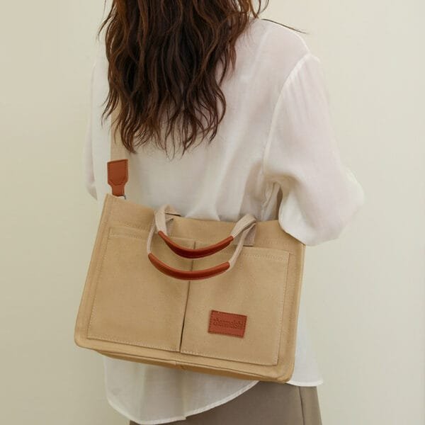 Casual Canvas Tote Bag | Women's Mommy Bag | Large Capacity Crossbody Handbag with Multi-Pockets - Image 4