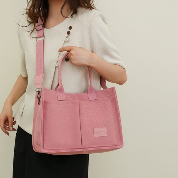 Casual Canvas Tote Bag | Women's Mommy Bag | Large Capacity Crossbody Handbag with Multi-Pockets - Image 6